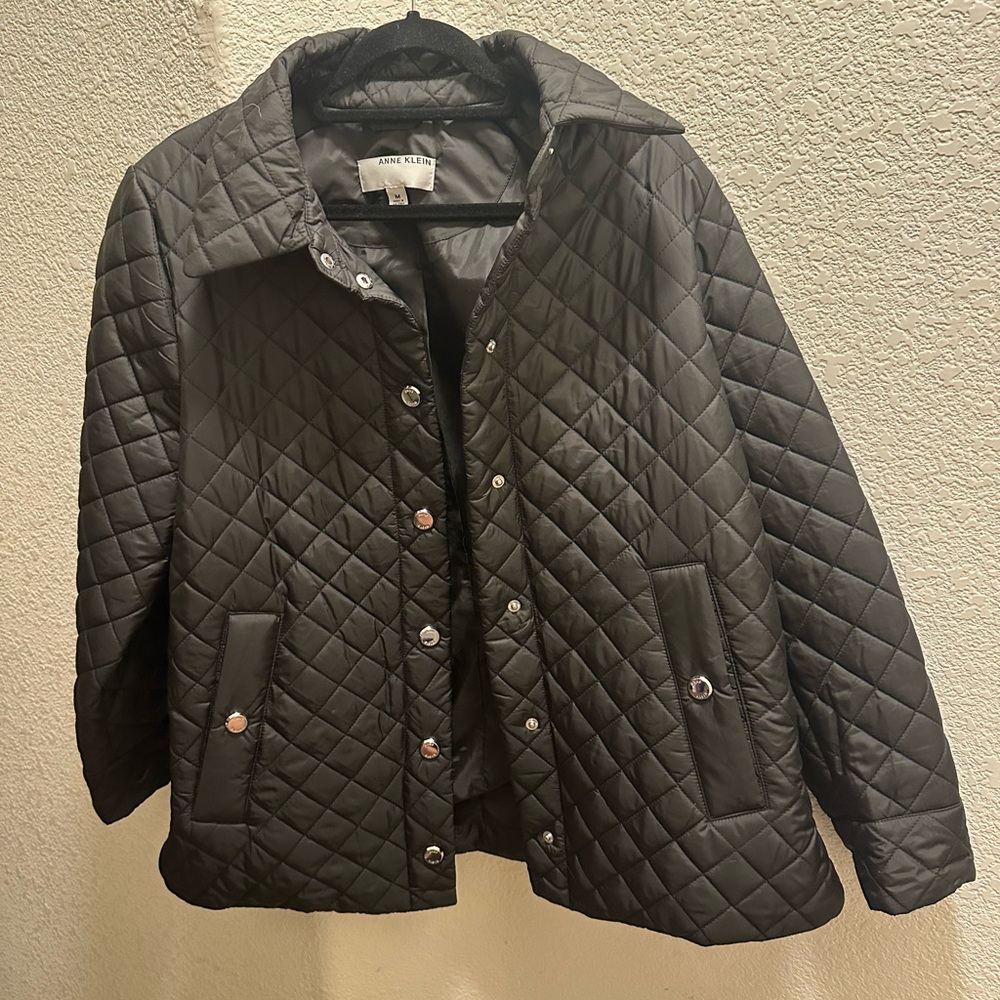 Anne Klein Women's Quilted Dark Gray Puffer Jacket